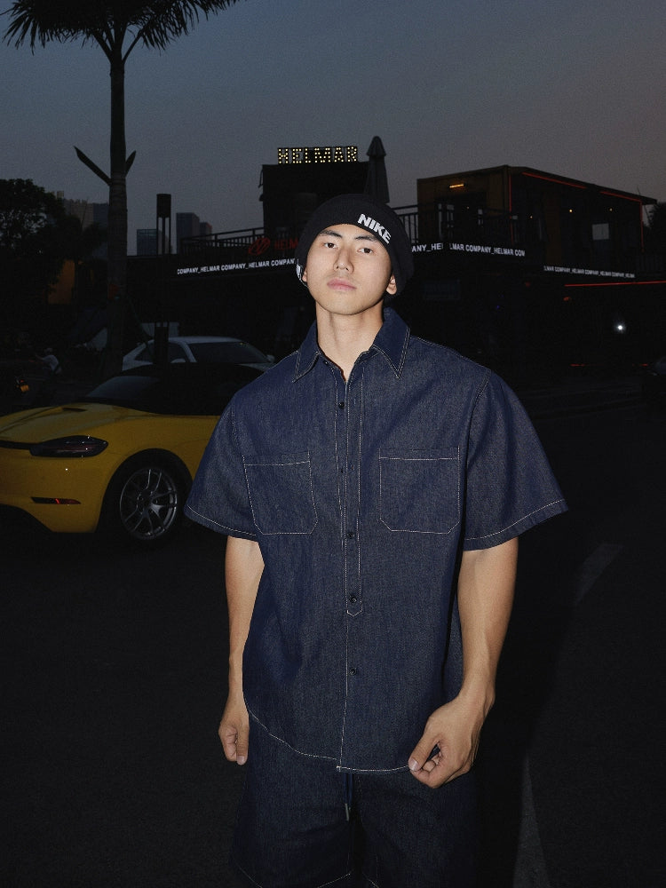 Denim Short Sleeve Utility Shirt and short Setup
