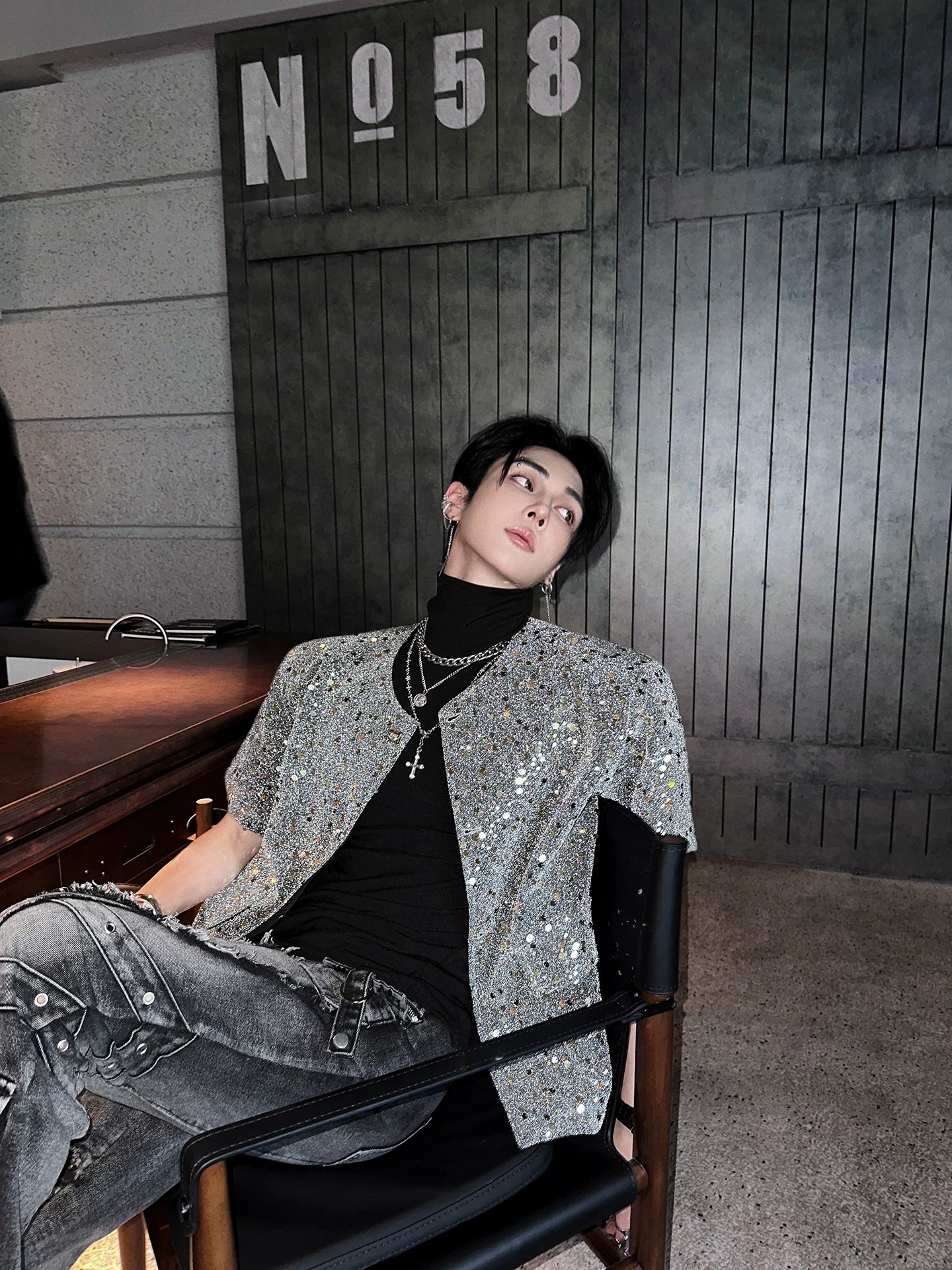 Stellar Shard Sequin Armor Cardigan