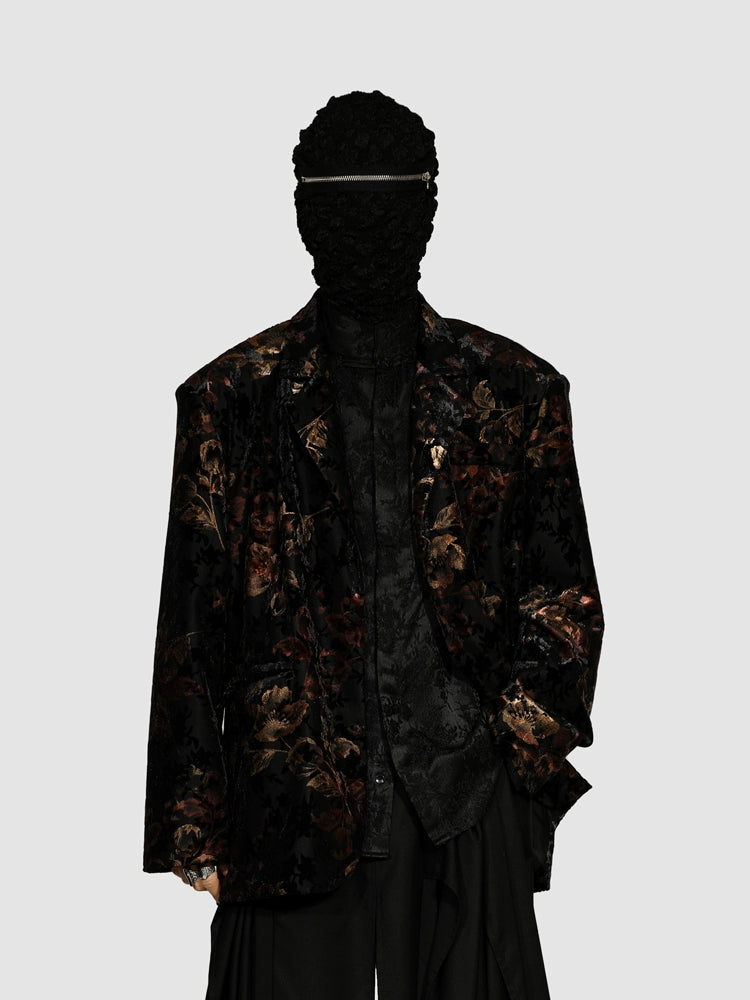 Black Floral Pattern Blazer