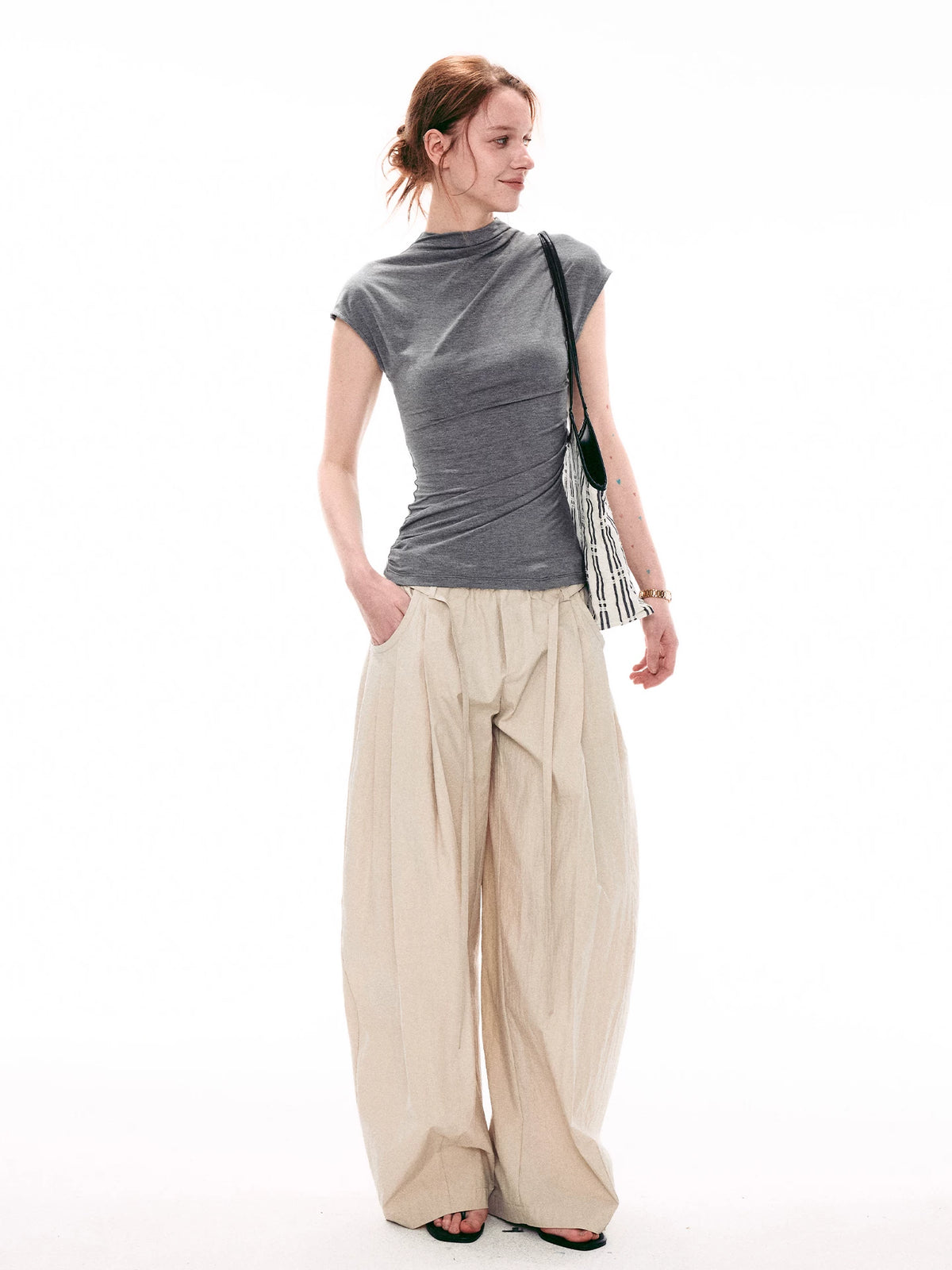 Draped Asymmetric Twist Top