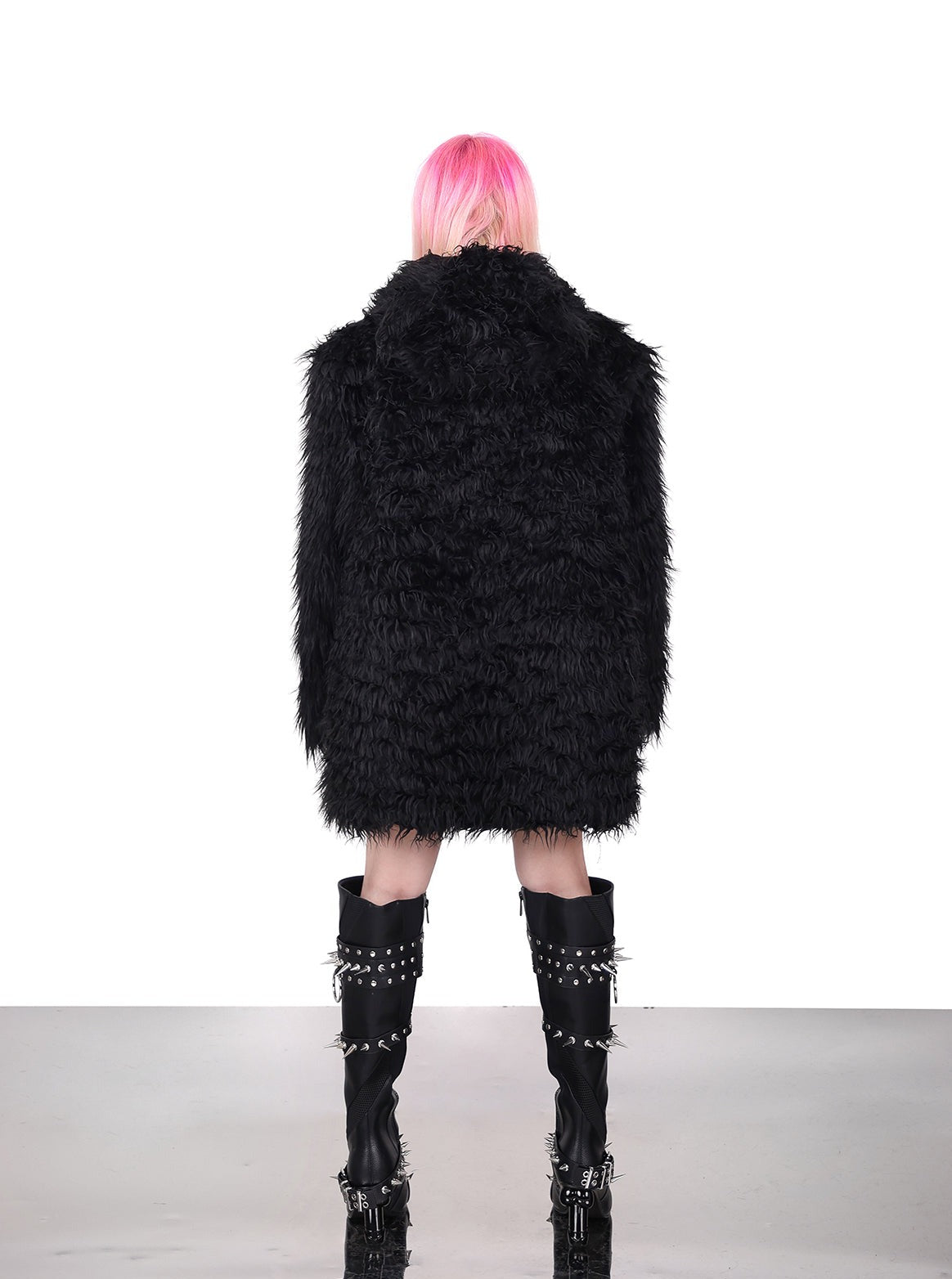 PINKSPINK Furry Cat-Ear Hooded Jacket - Black