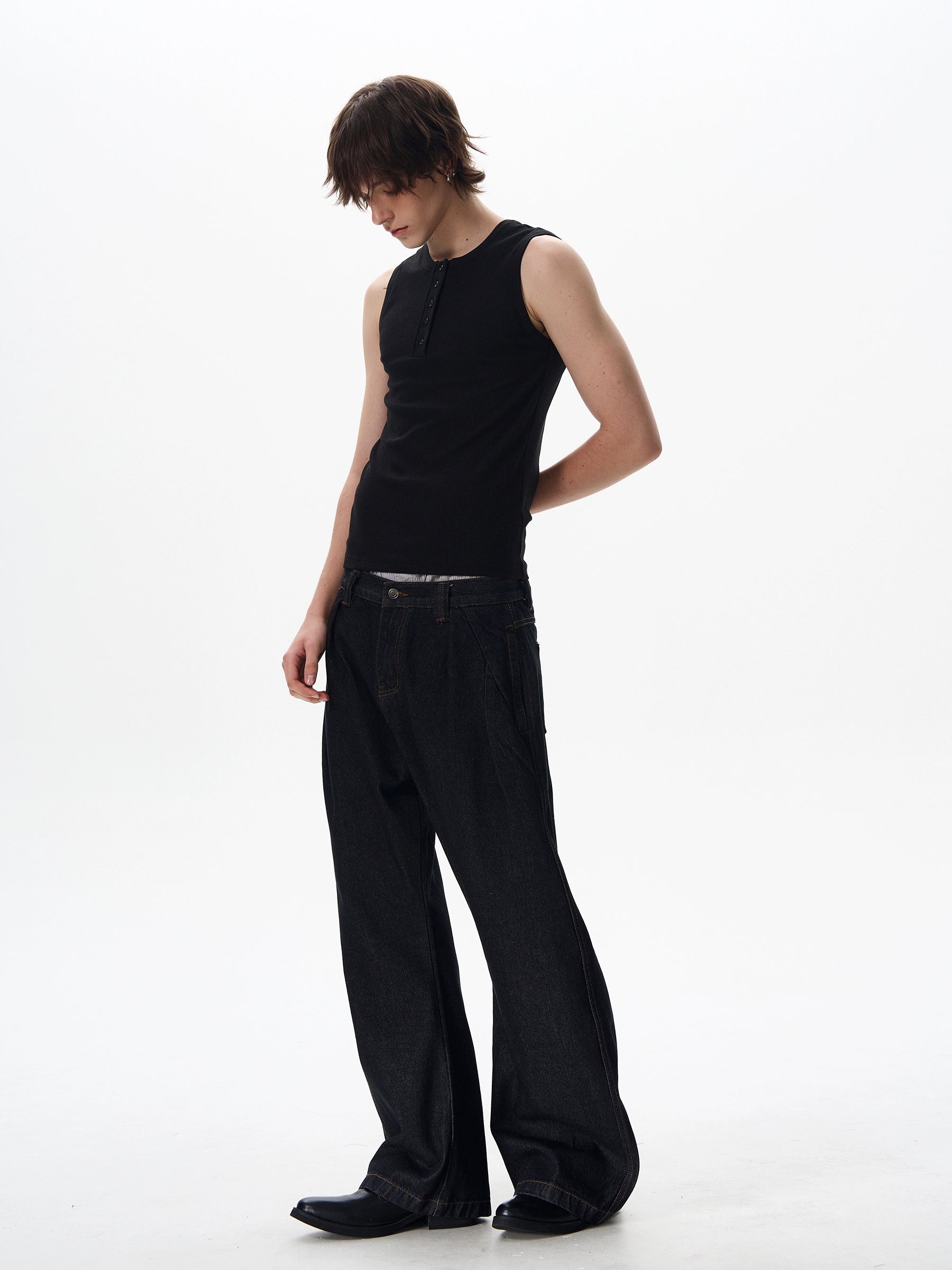 Slim Sleeveless Henley Tank Top