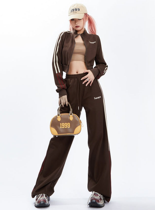 Stripe Embroidered Sports Set