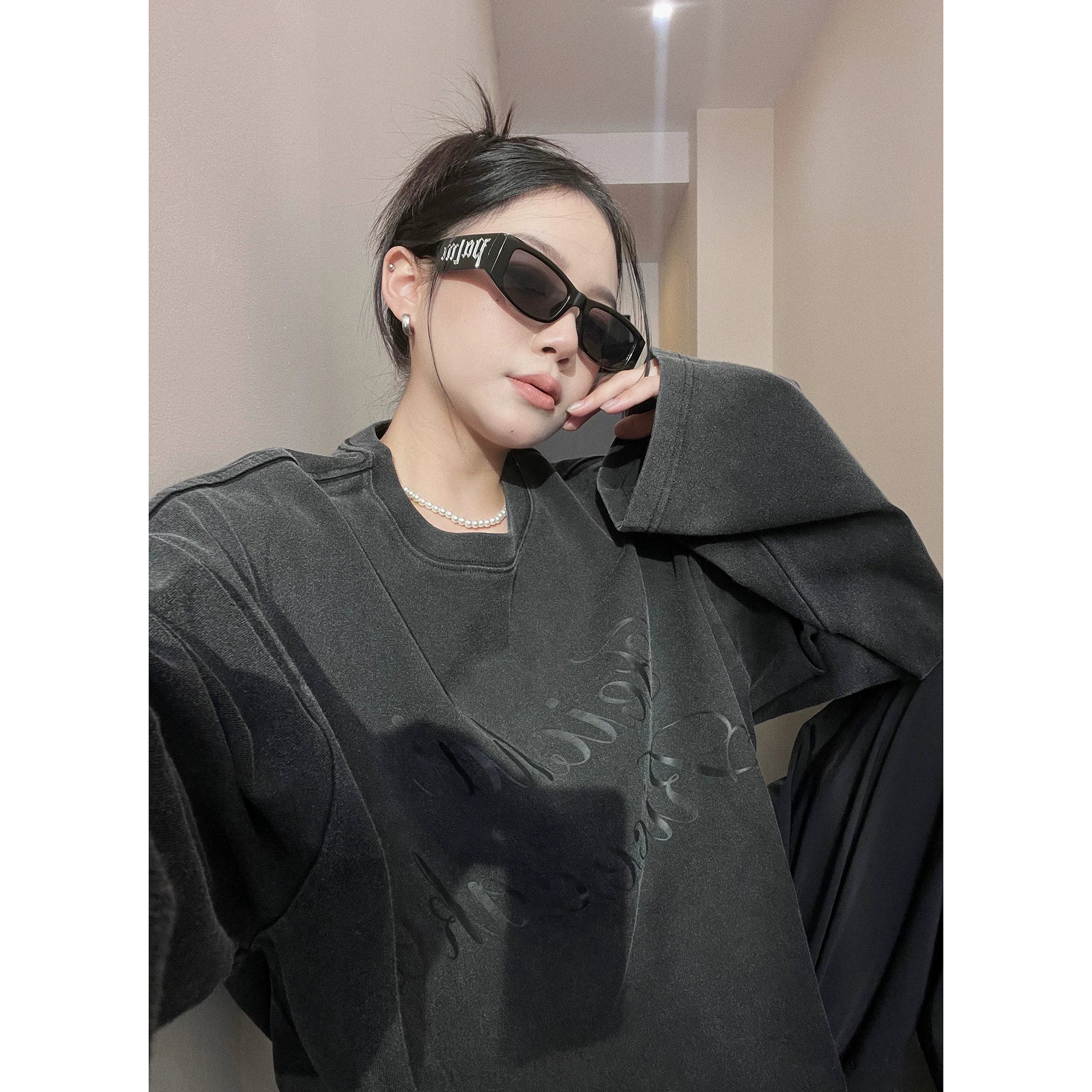 Midnight Script Fleece Crewneck Sweater