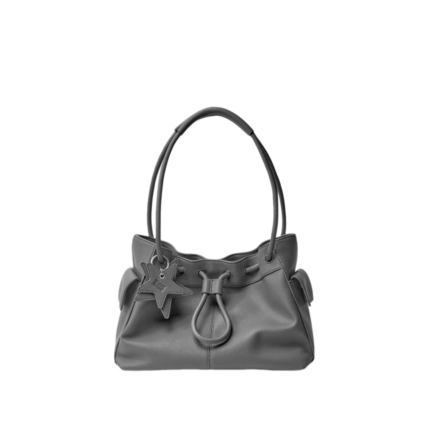 Drawstring Cloud Shoulder Bag - Carbon Gray / Small