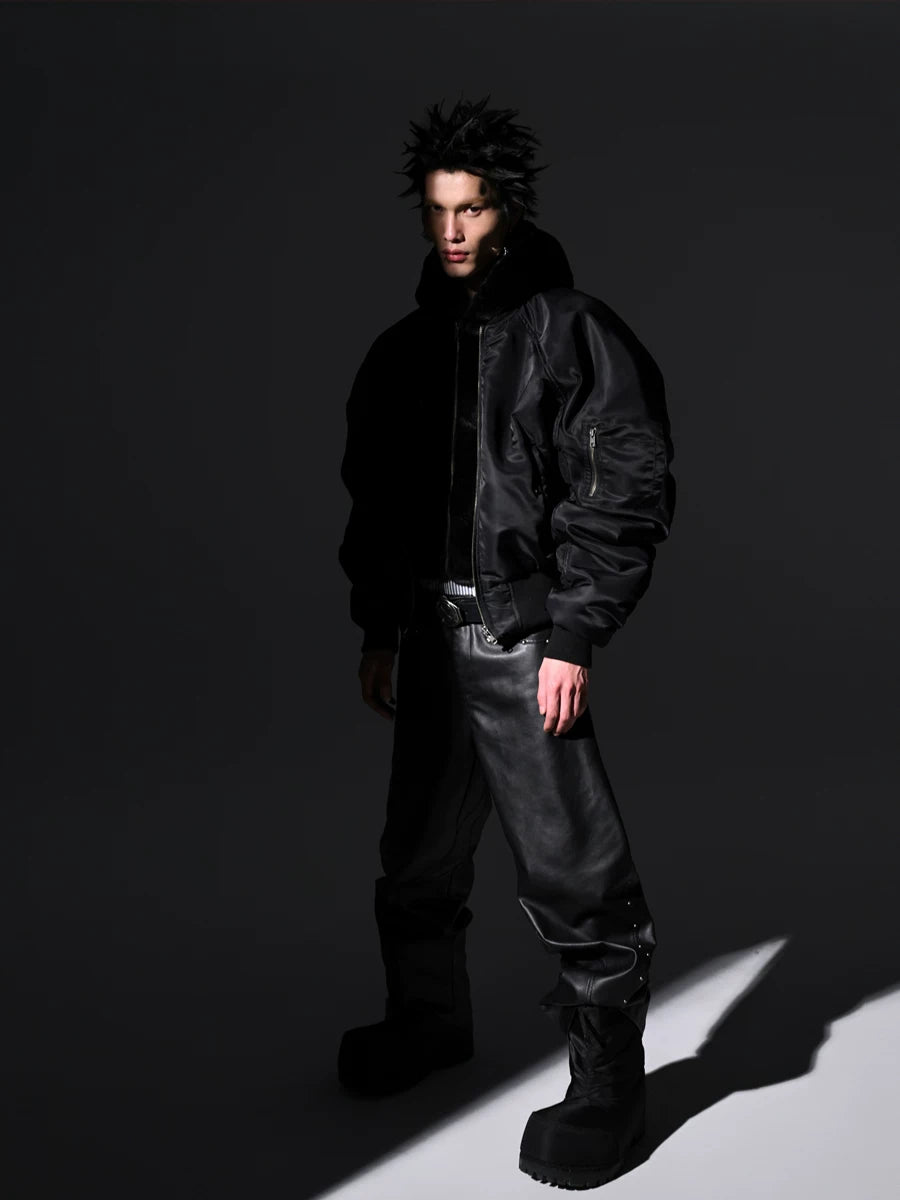Obsidian Cocoon Hooded Bomber Jacket