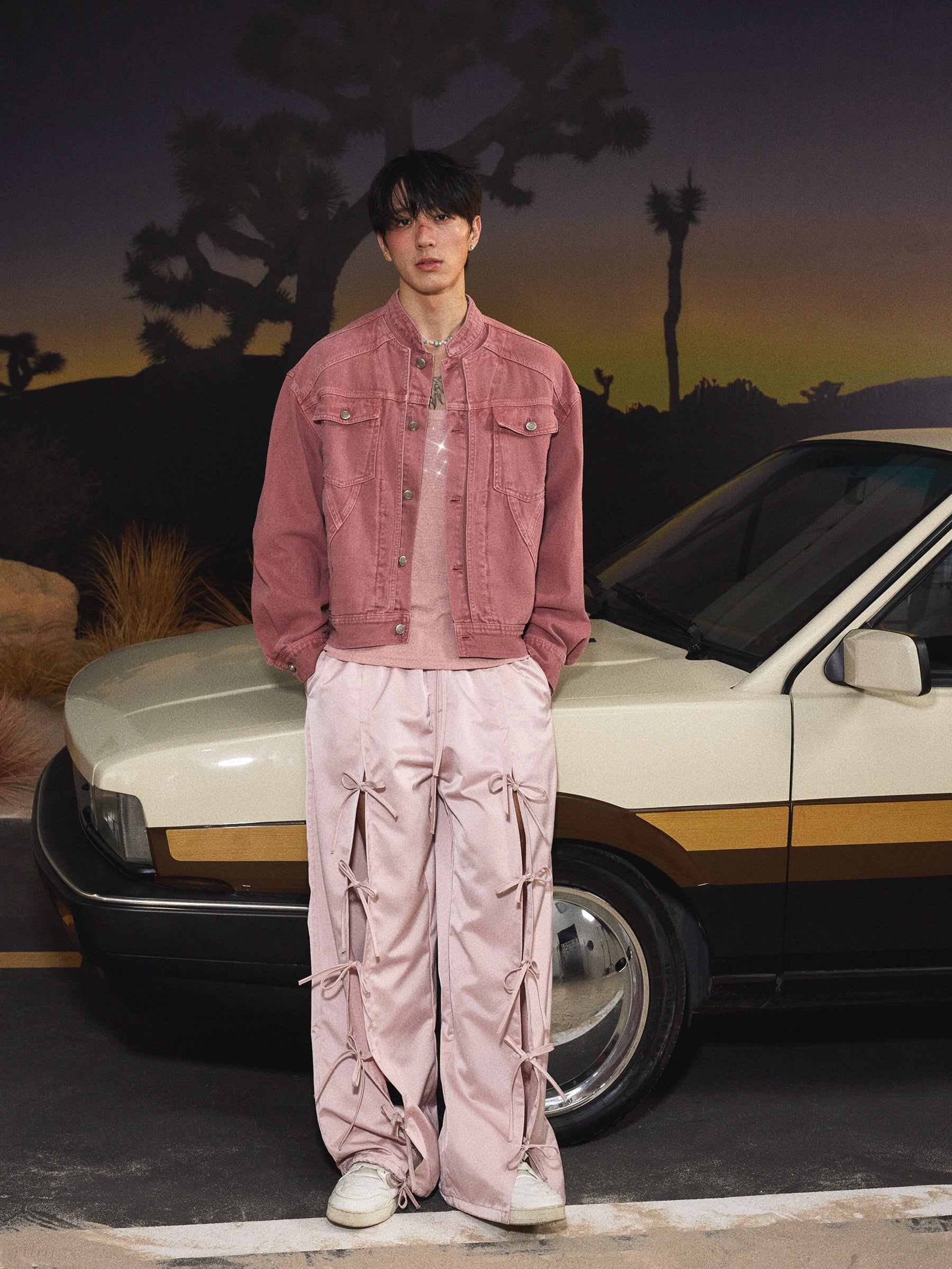 Vintage Rose Denim Trucker Jacket