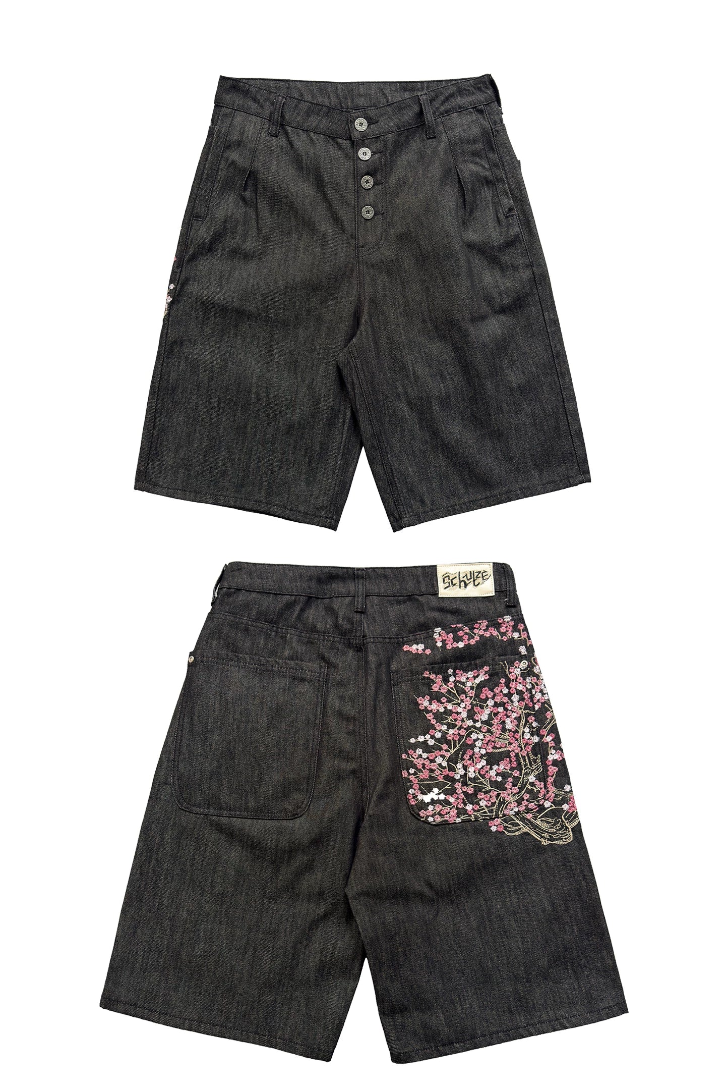 Hanami Bloom Embroidered Denim Shorts
