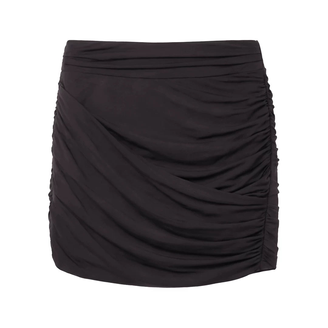 Ruched Cupro Mini Skirt