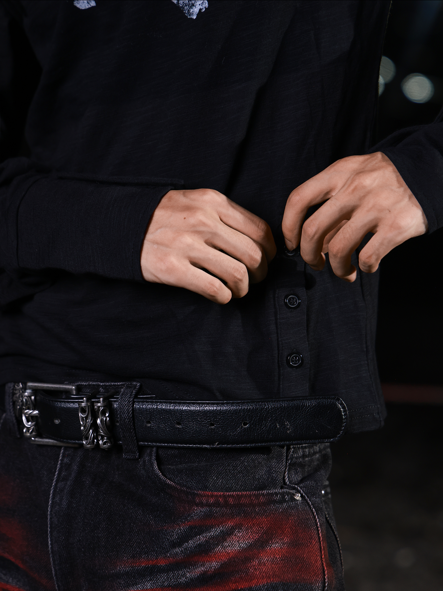 Midnight Raid Ruched Skull Longsleeve Tee