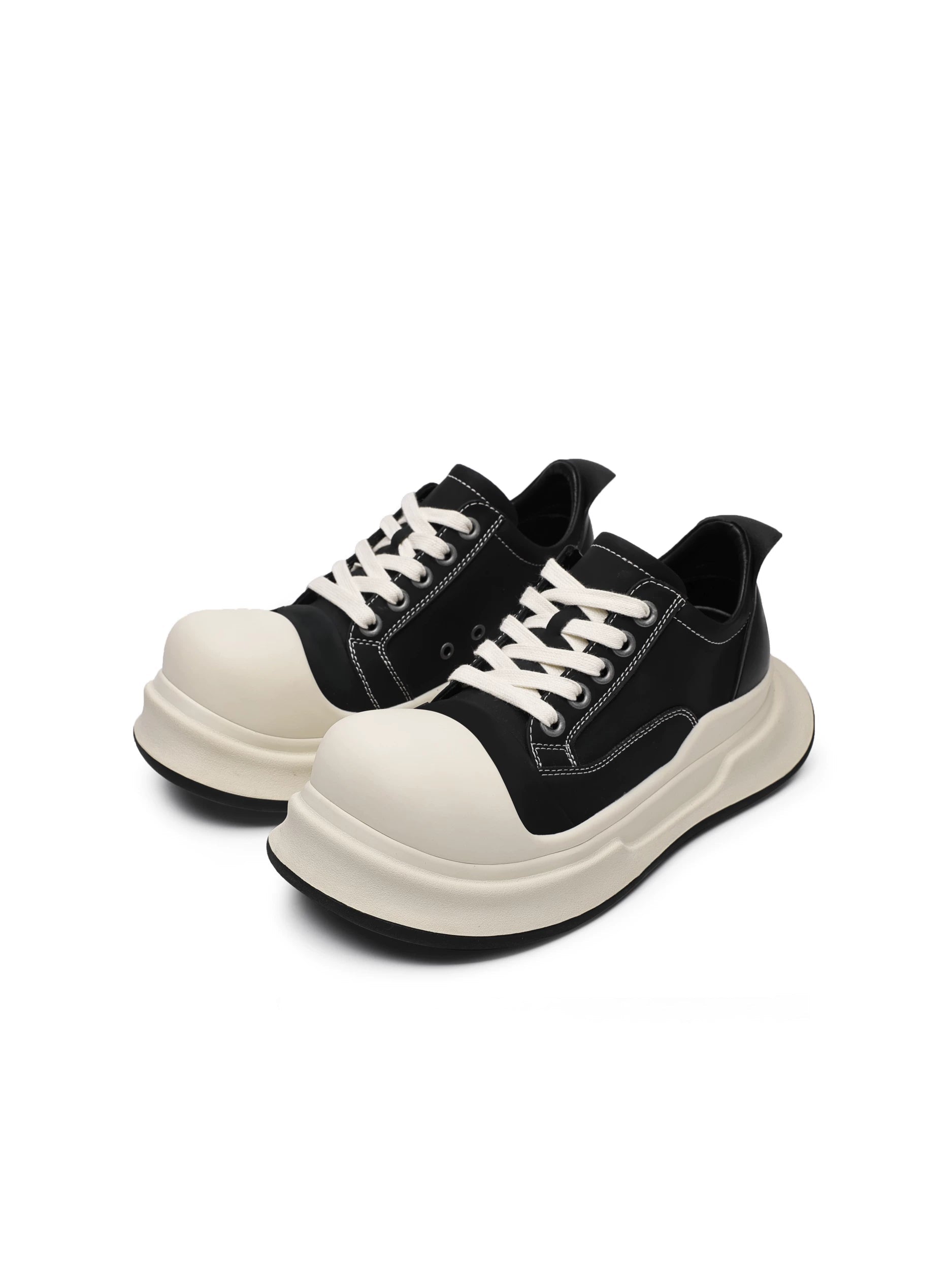 Black Big-Head Round Toe Platform Sneakers