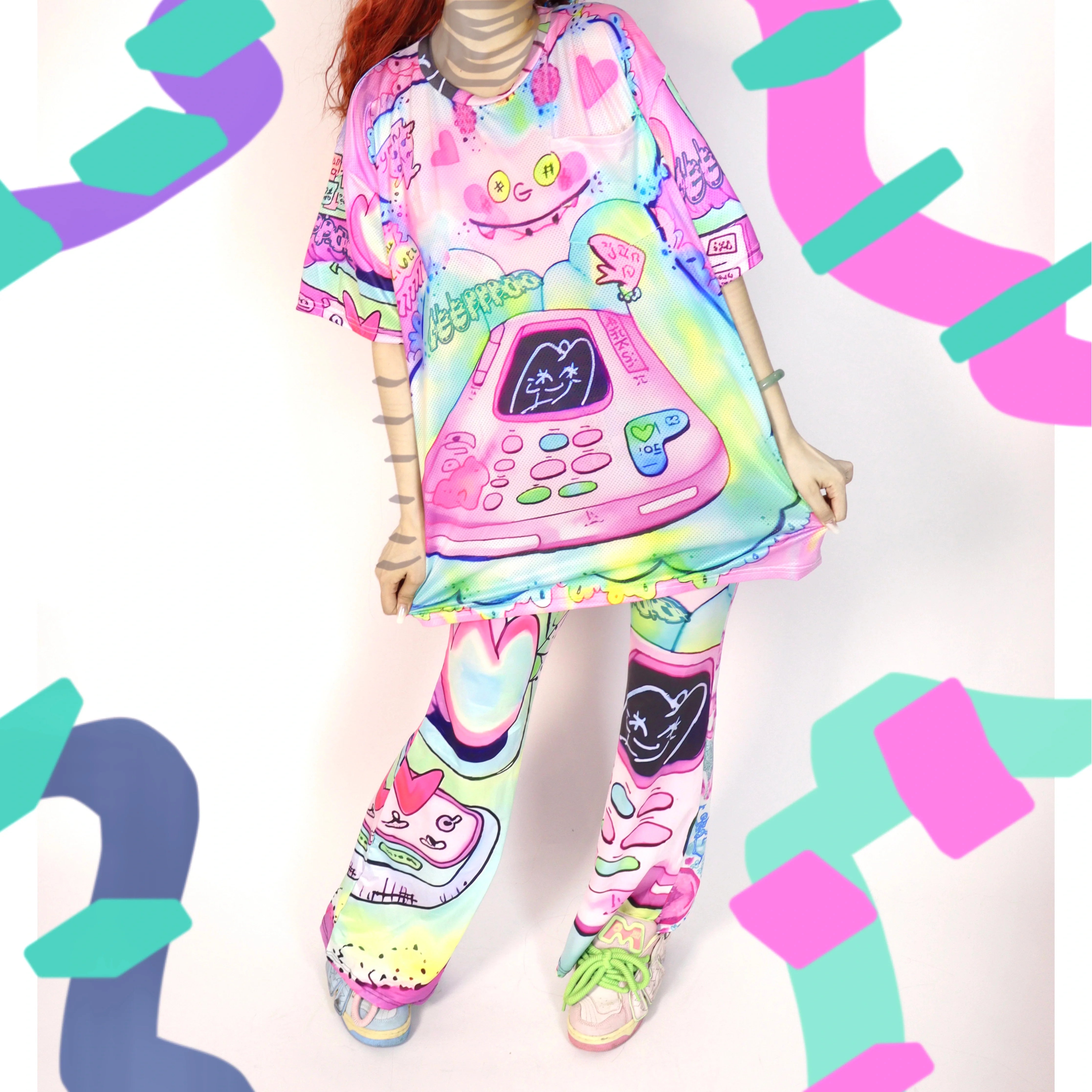 Pastel Graffiti Print Stretch Leggings