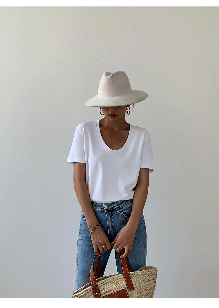 Summer Casual V-Neck White T-Shirt - chiclara