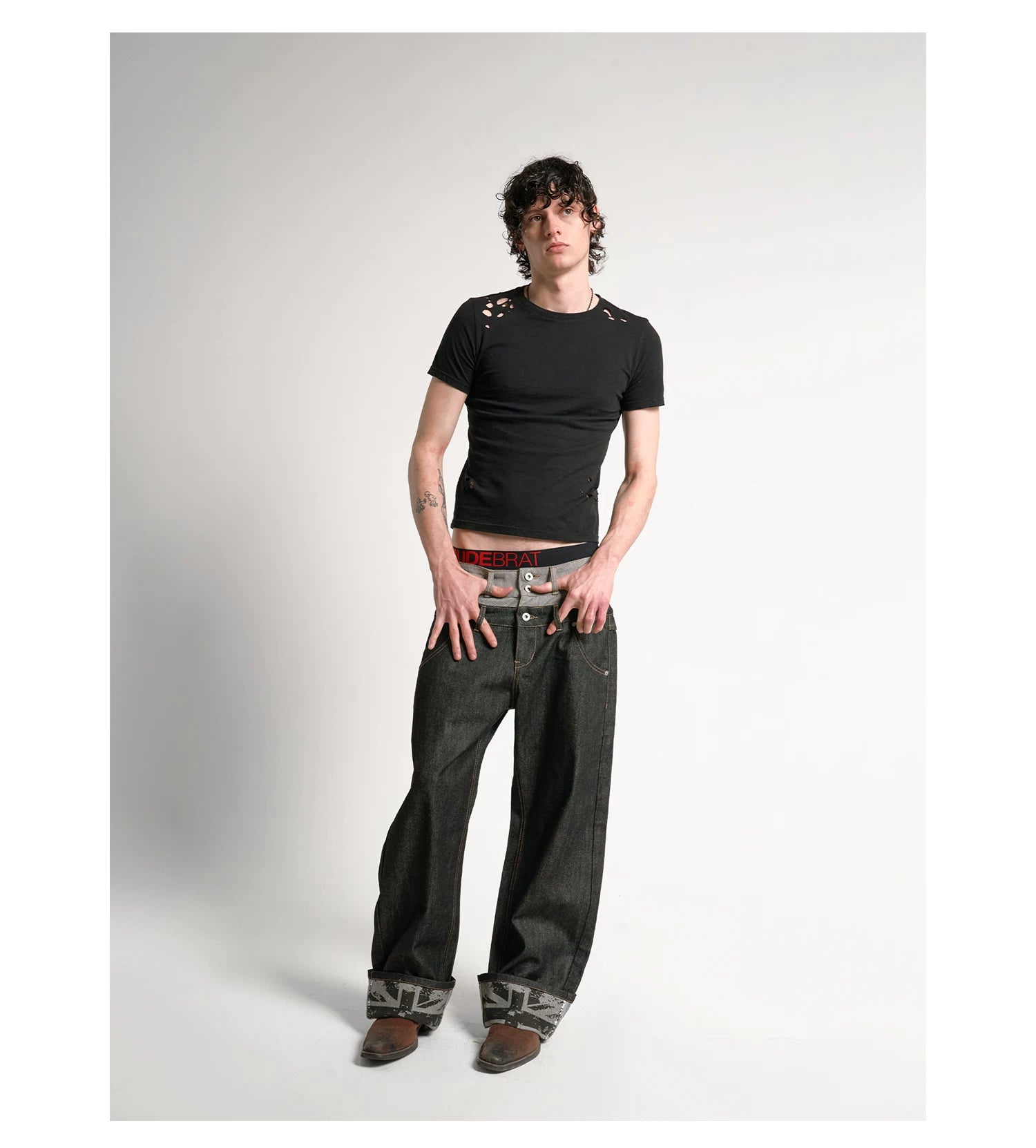 Union Cuff Studded Baggy Jeans