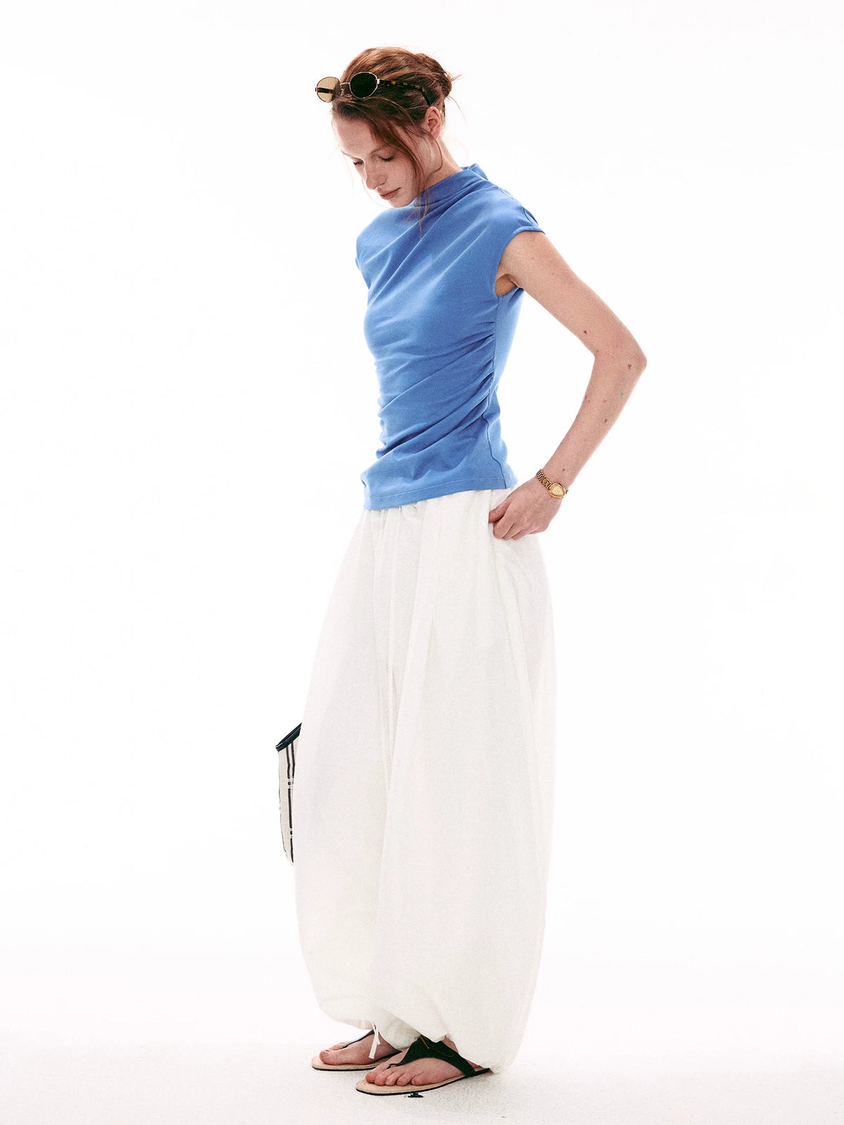 Draped Asymmetric Twist Top