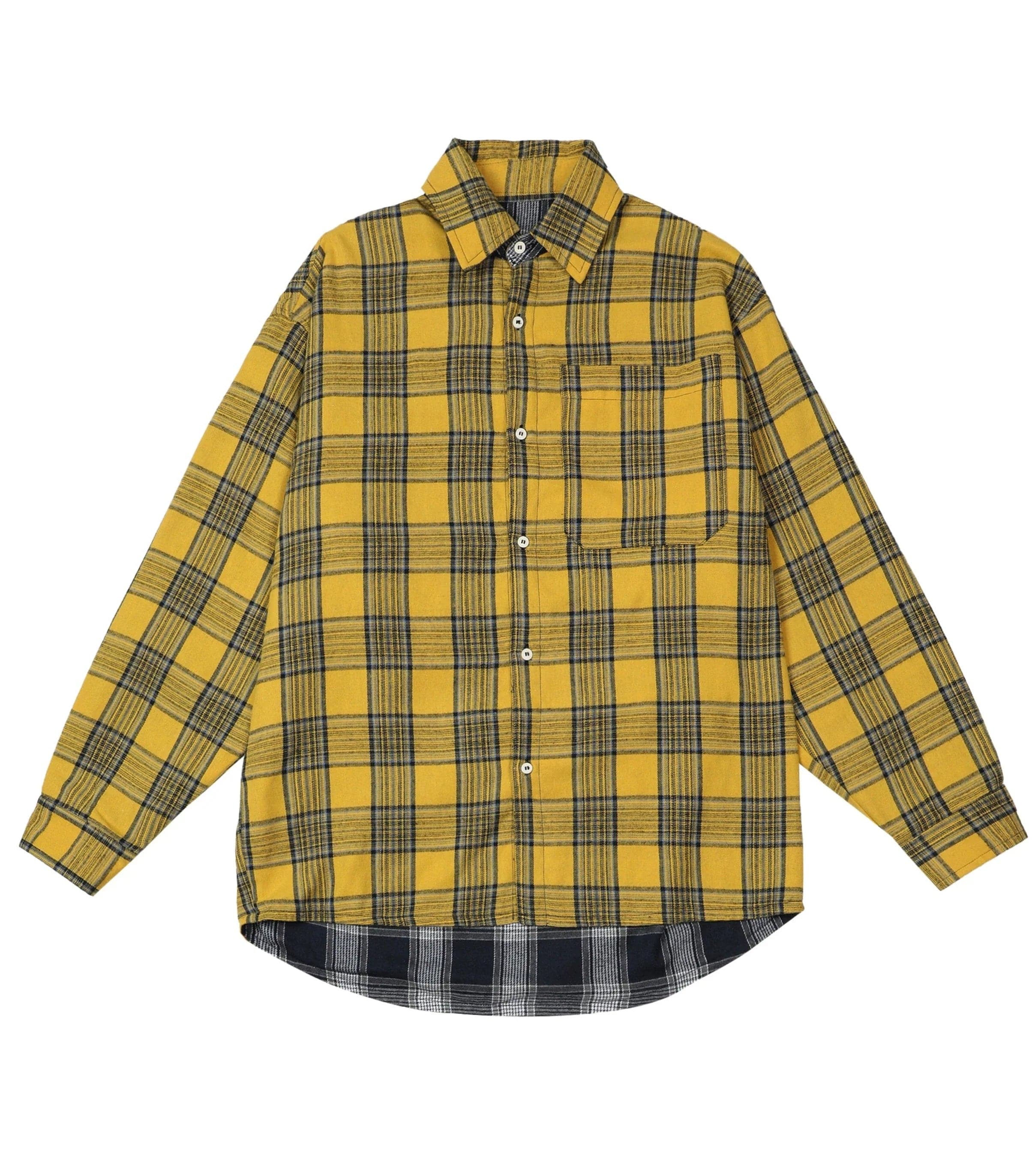 Dual-Layered Long Sleeve Shirt Jacket - chiclara