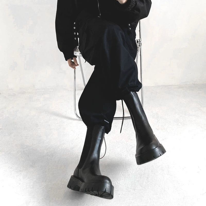 Chunky Sole Black Chelsea Boots
