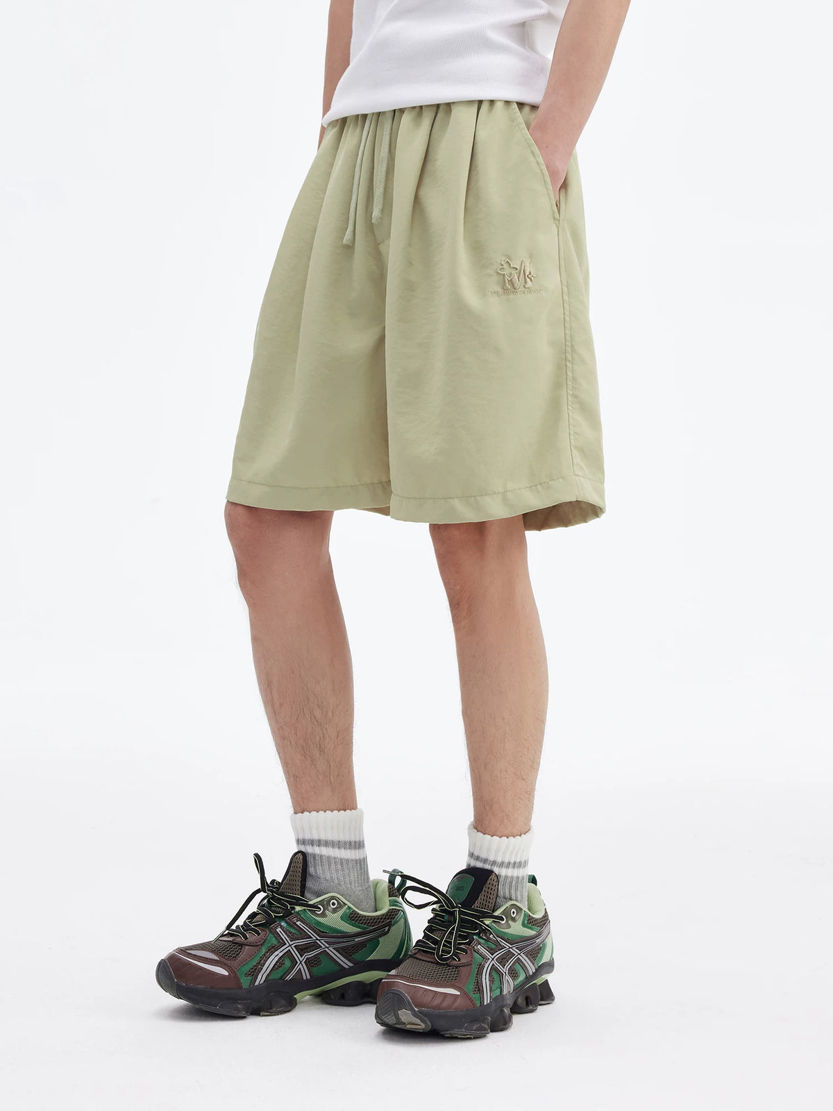 Embroidered Drawstring Bermuda Shorts