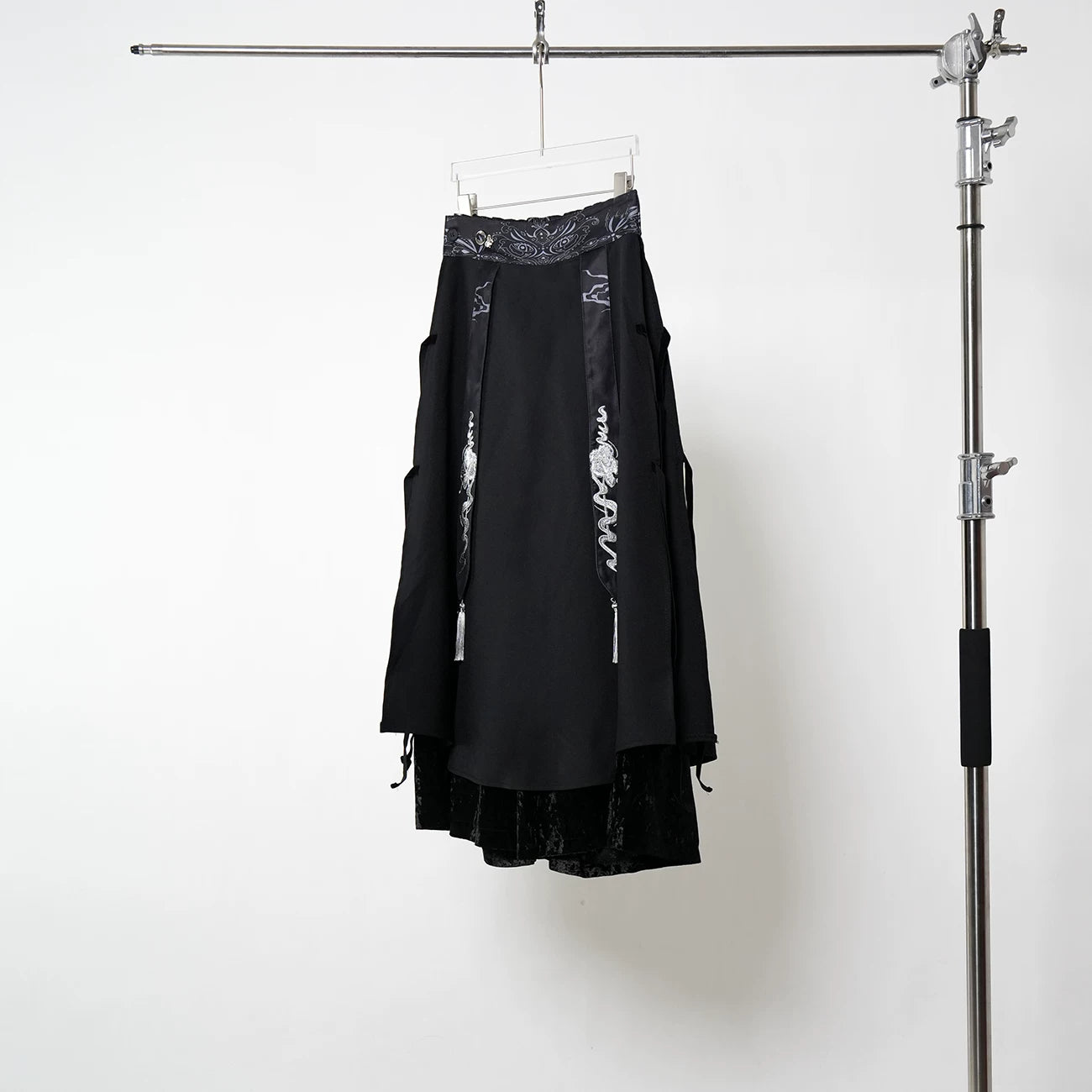 Serpent Sigil Layered Dragon-Tassel Hakama Skirt