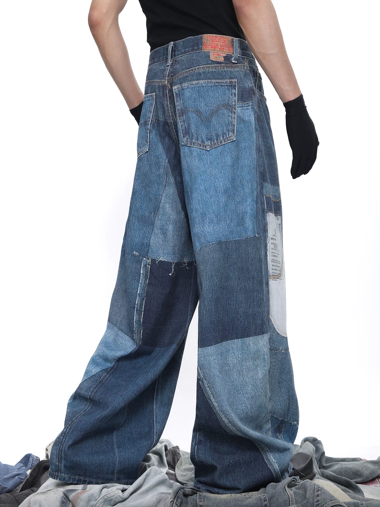 Cascade Patchwork Wide-Leg Denim