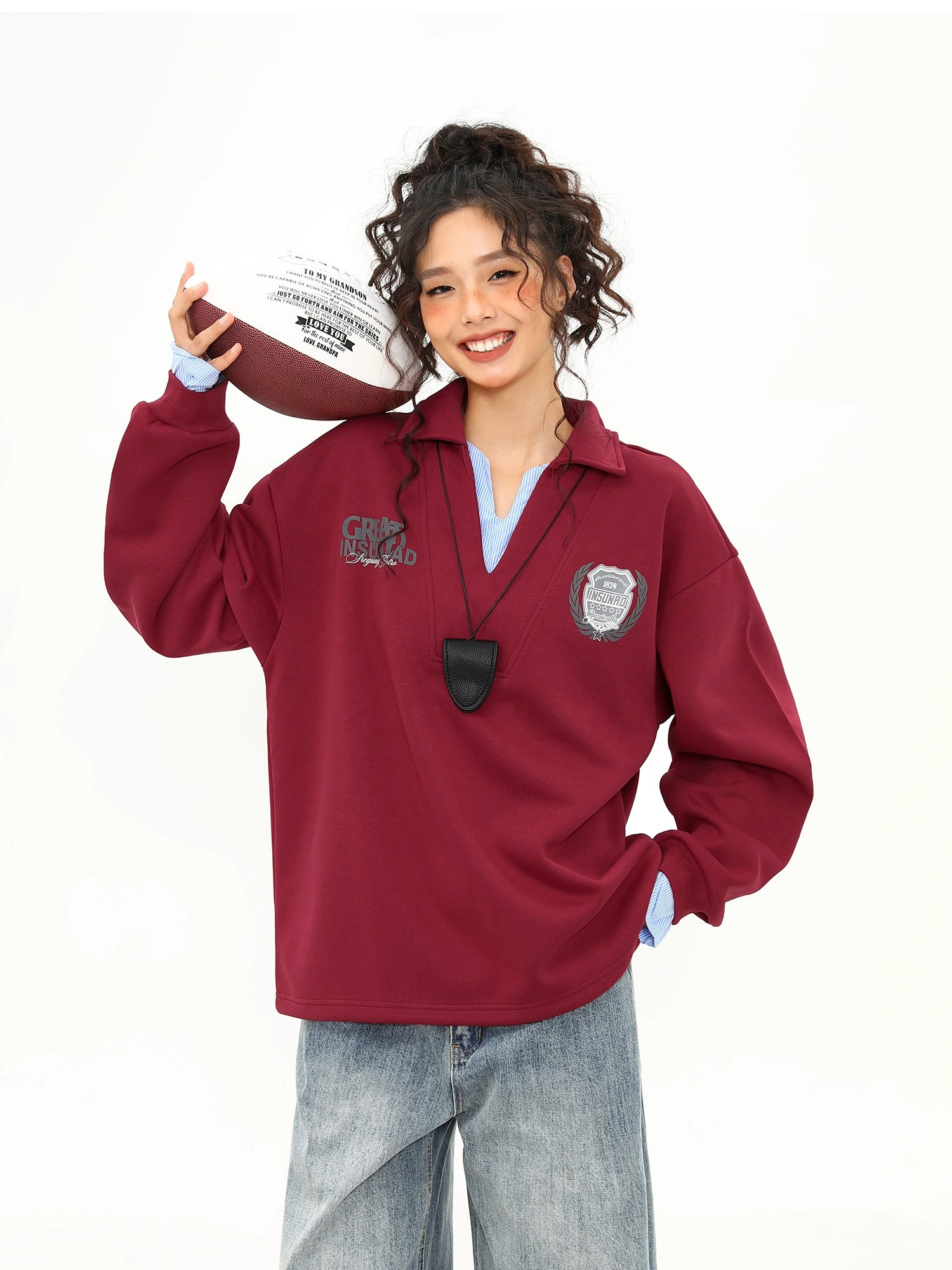 Crimson Varsity Rugby Pullover