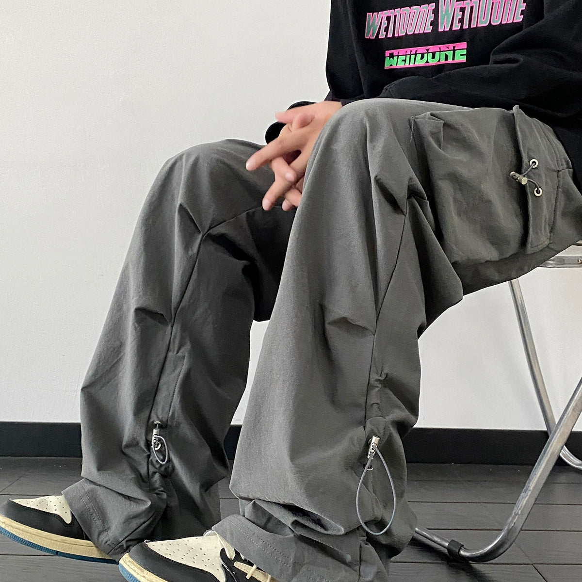 Baggy Black Cargo Street Pants | Chiclara