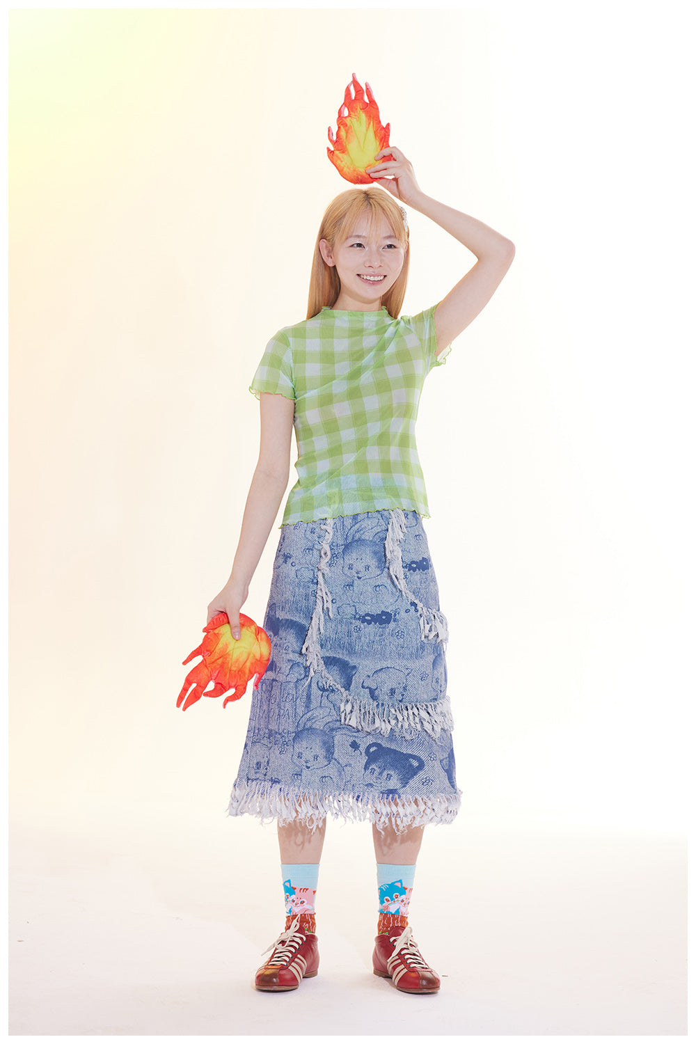 Lettuce Edge Check Print T-shirt