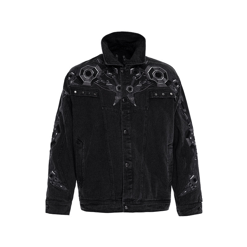Denim Jacket with Heavy Embroidery - chiclara