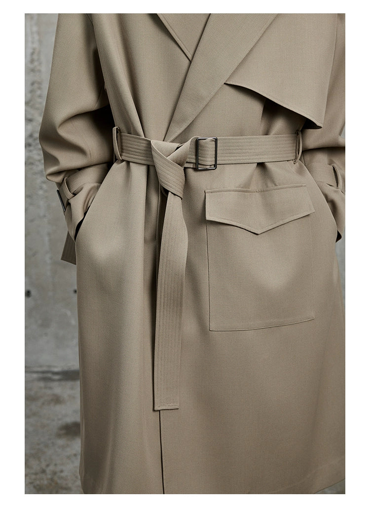 Twill Classic Lapel Long Trench Coat