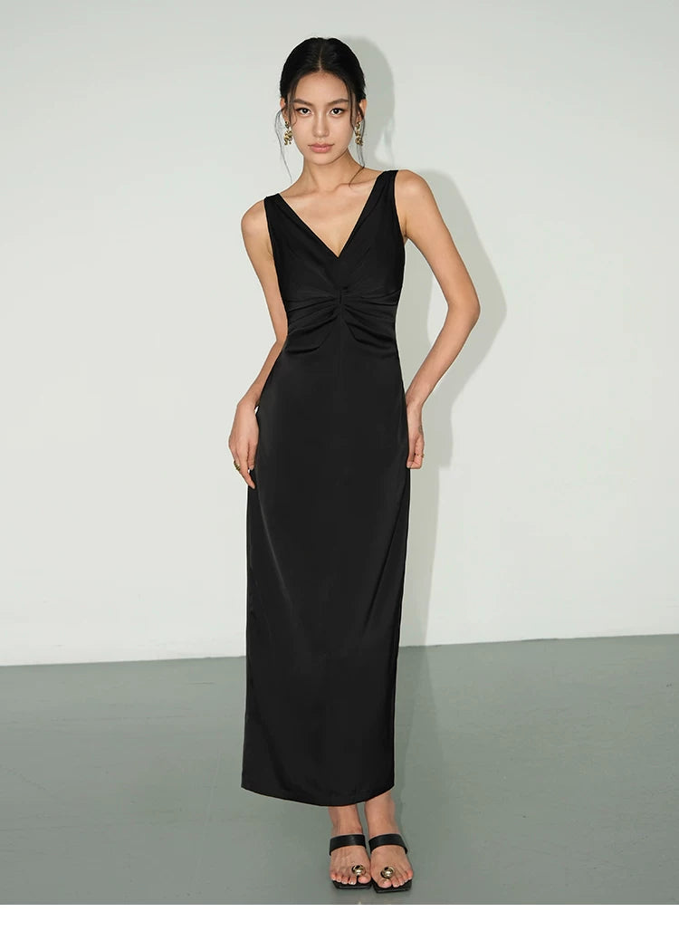 Twilight Drape Knot Satin Maxi Dress