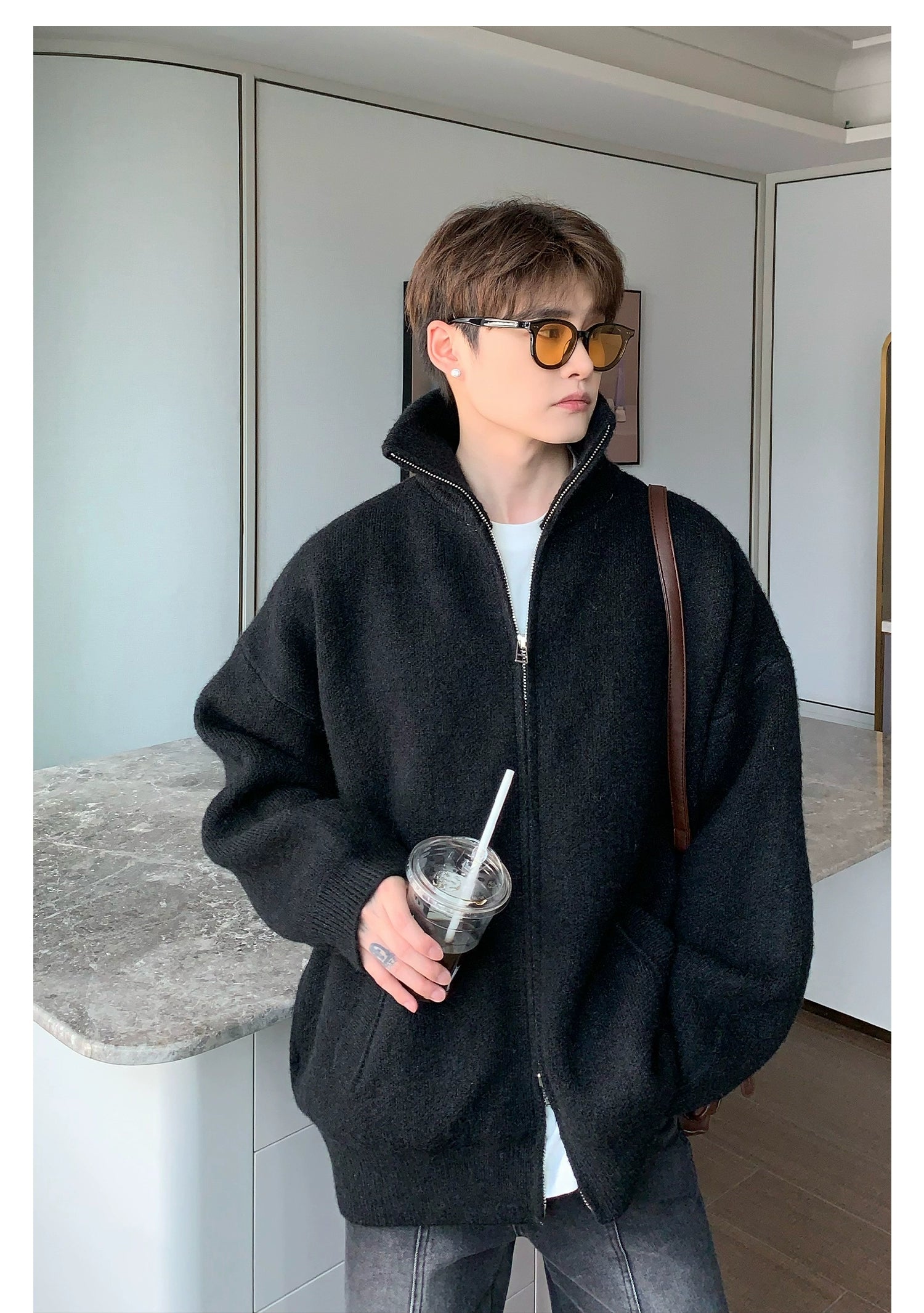 Zip Up Knit Jacket