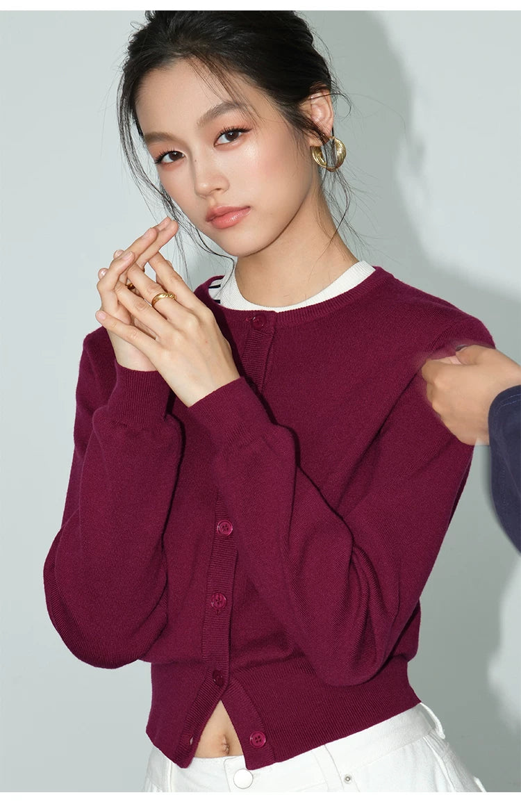 Classic Crew Neck Knit Cardigan