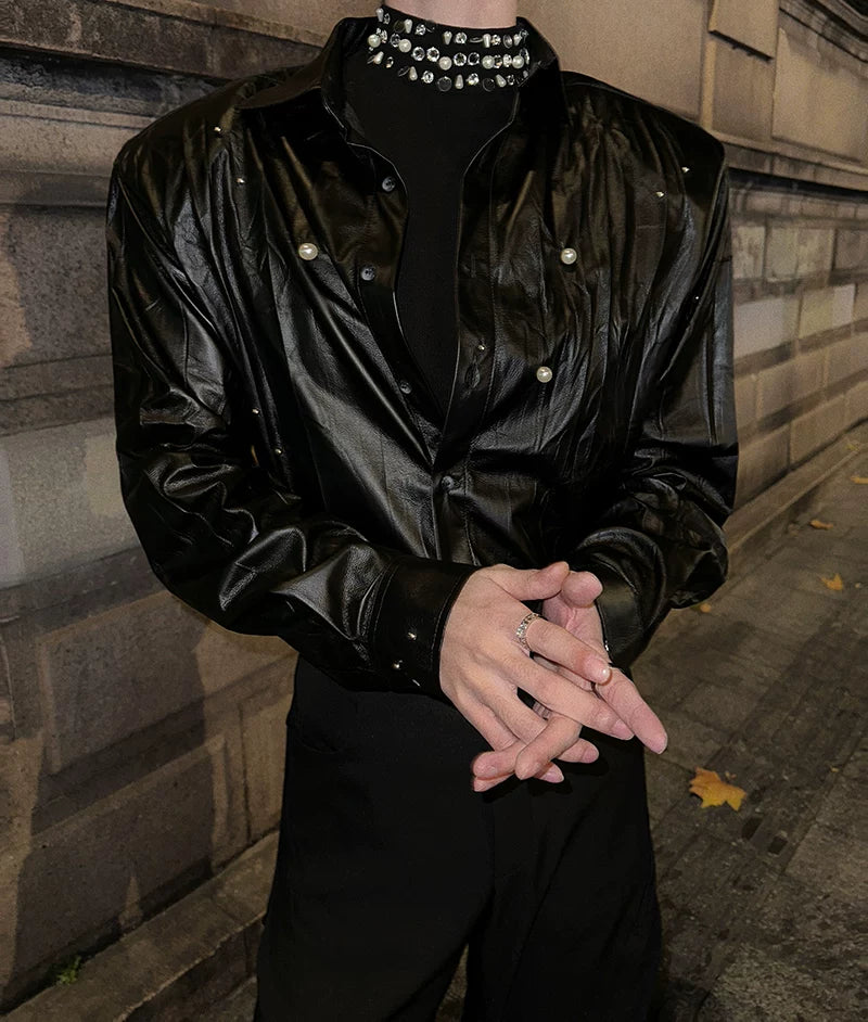 Midnight Prism Stud-Leather Eclipse Shirt