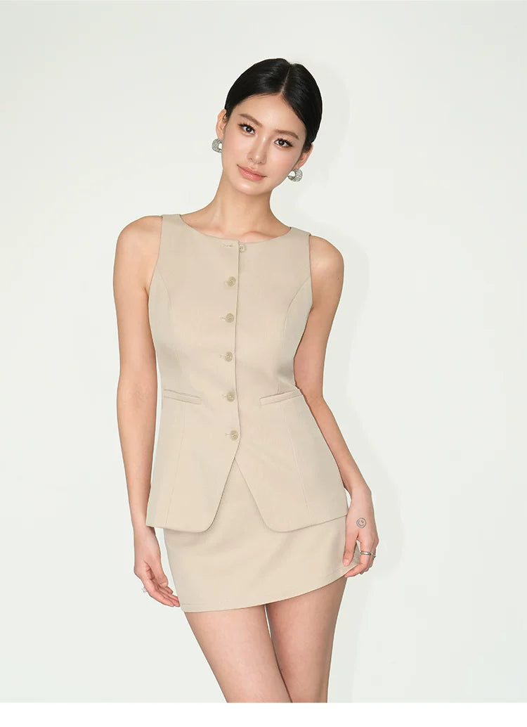 Button Front Tailored Vest