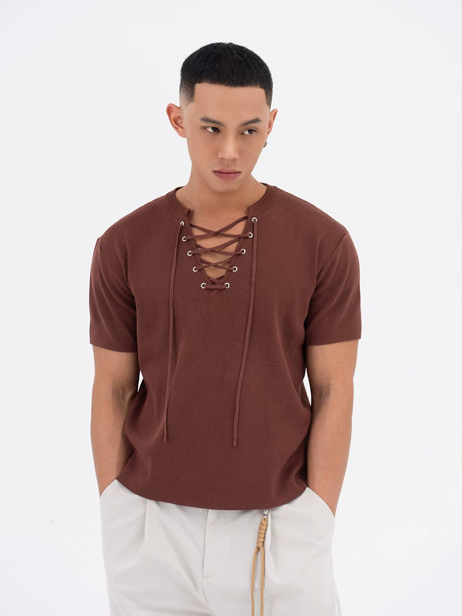 Harbor Lace-Up Knit Tee