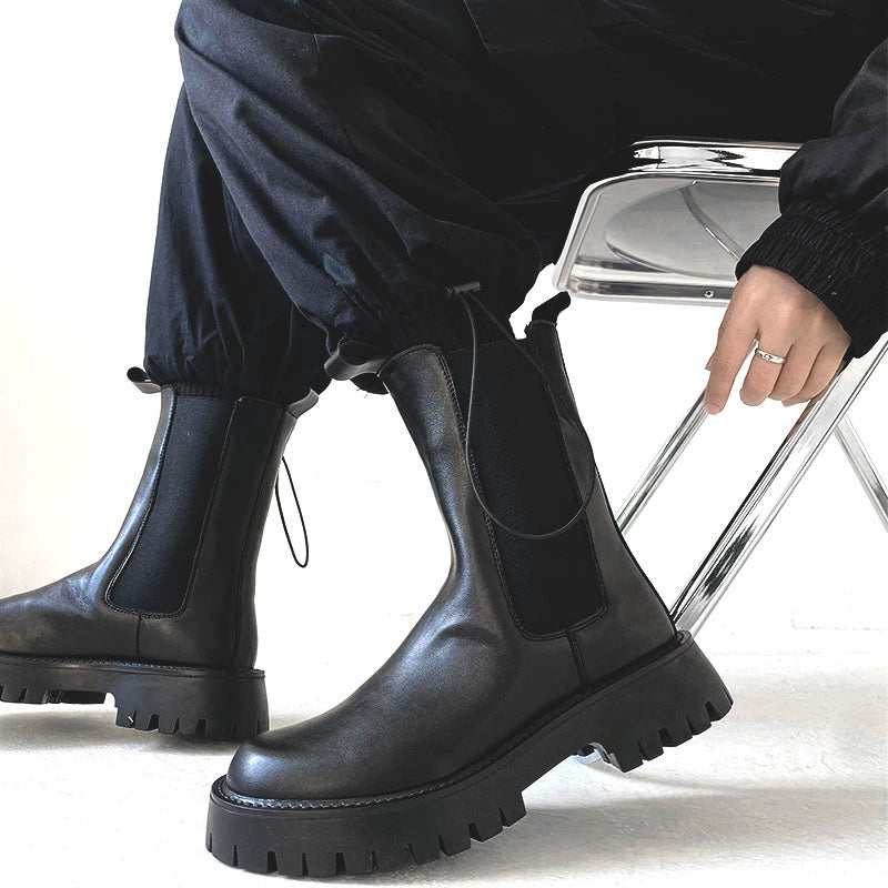 Chunky Sole Black Chelsea Boots