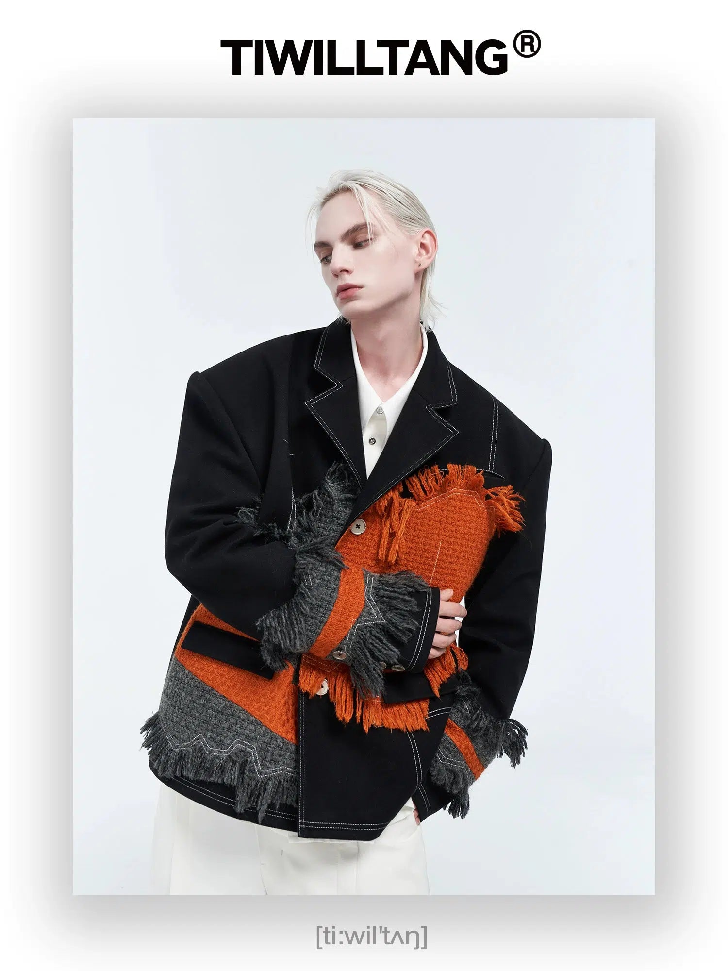 Trendy Distressed Knit Patterns Blazer - chiclara