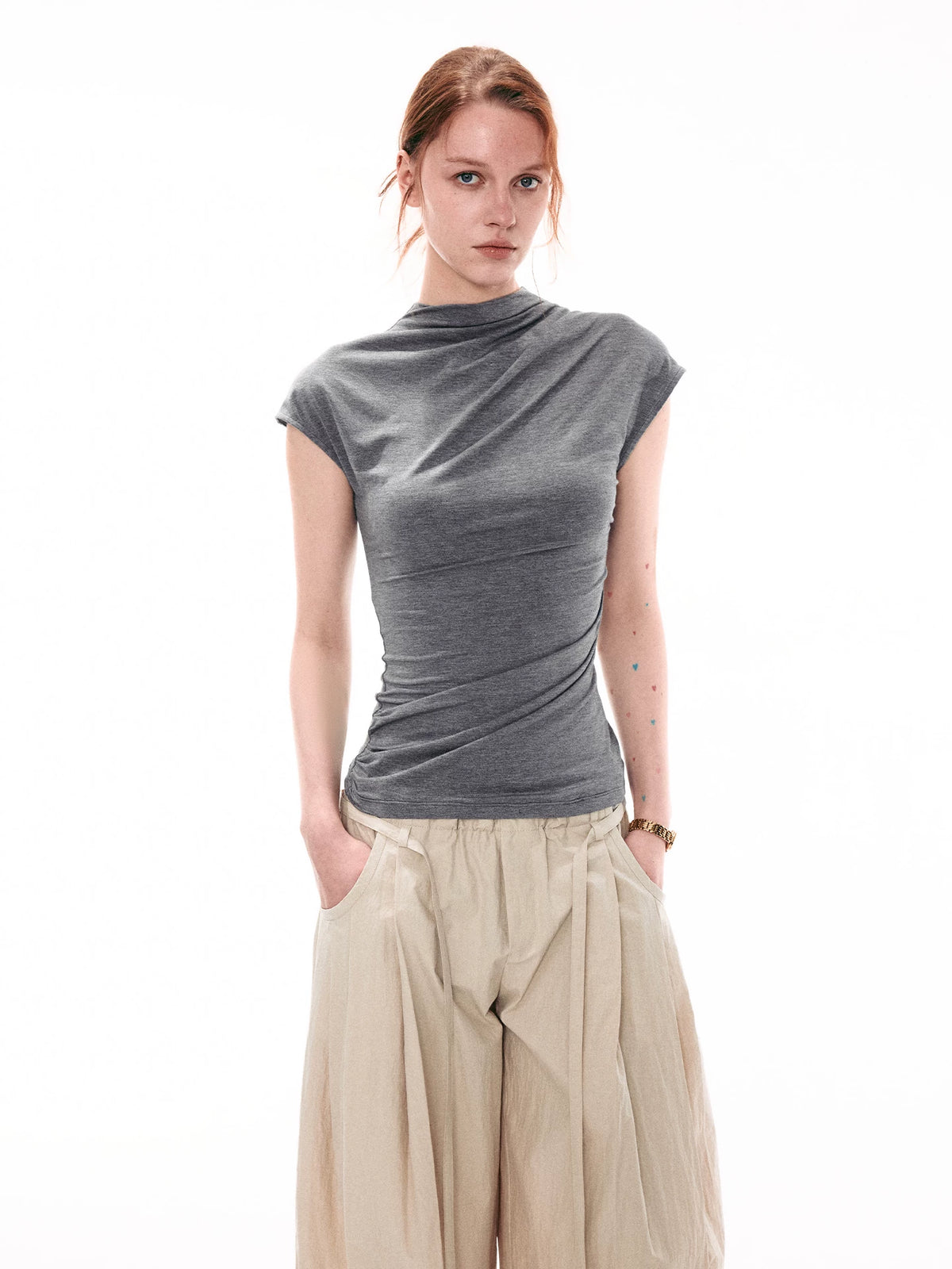 Draped Asymmetric Twist Top