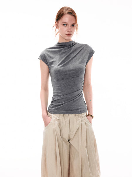 Draped Asymmetric Twist Top