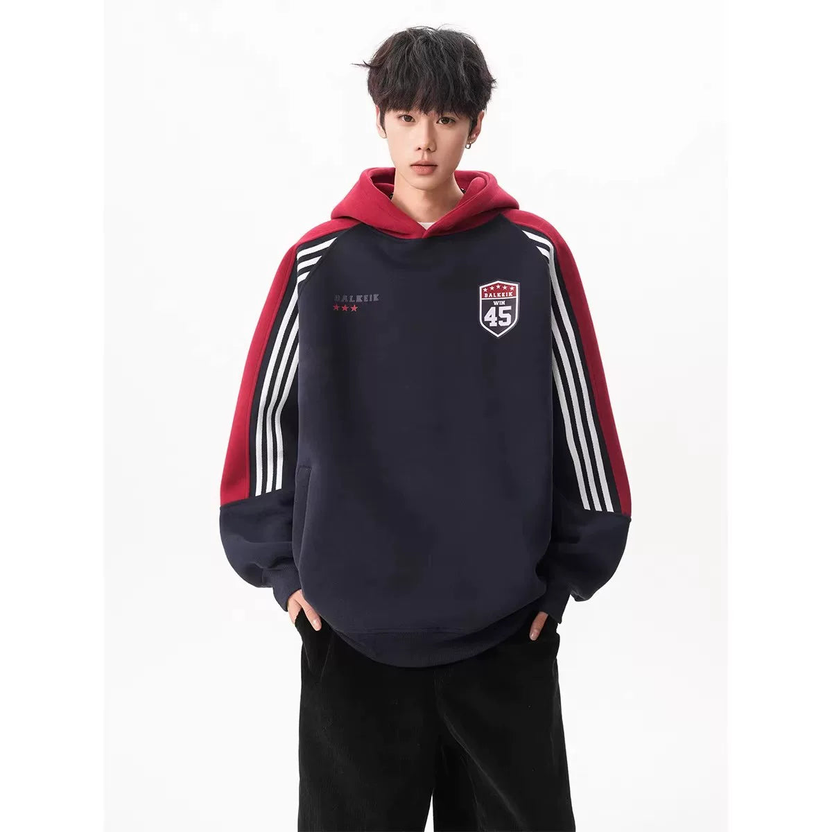 Varsity Track Stripe Zip Bomber Sweater