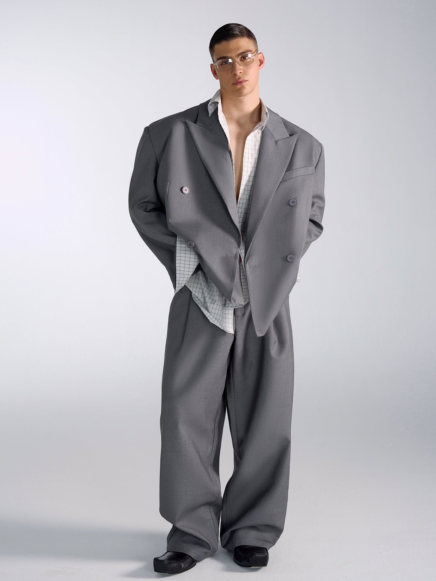 High-Waist Wide-Leg Pleated Trousers