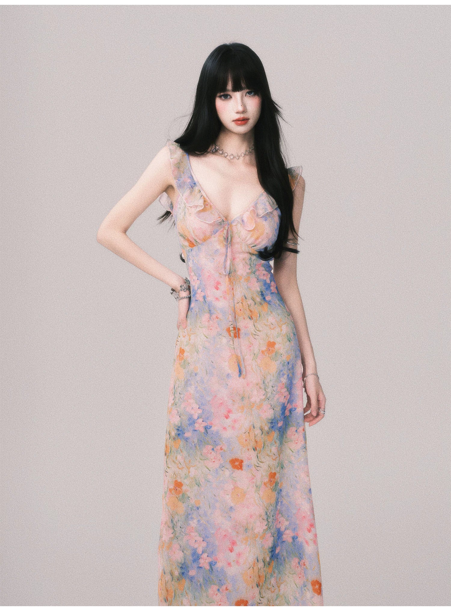 Pastel Petal Reverie Maxi Dress