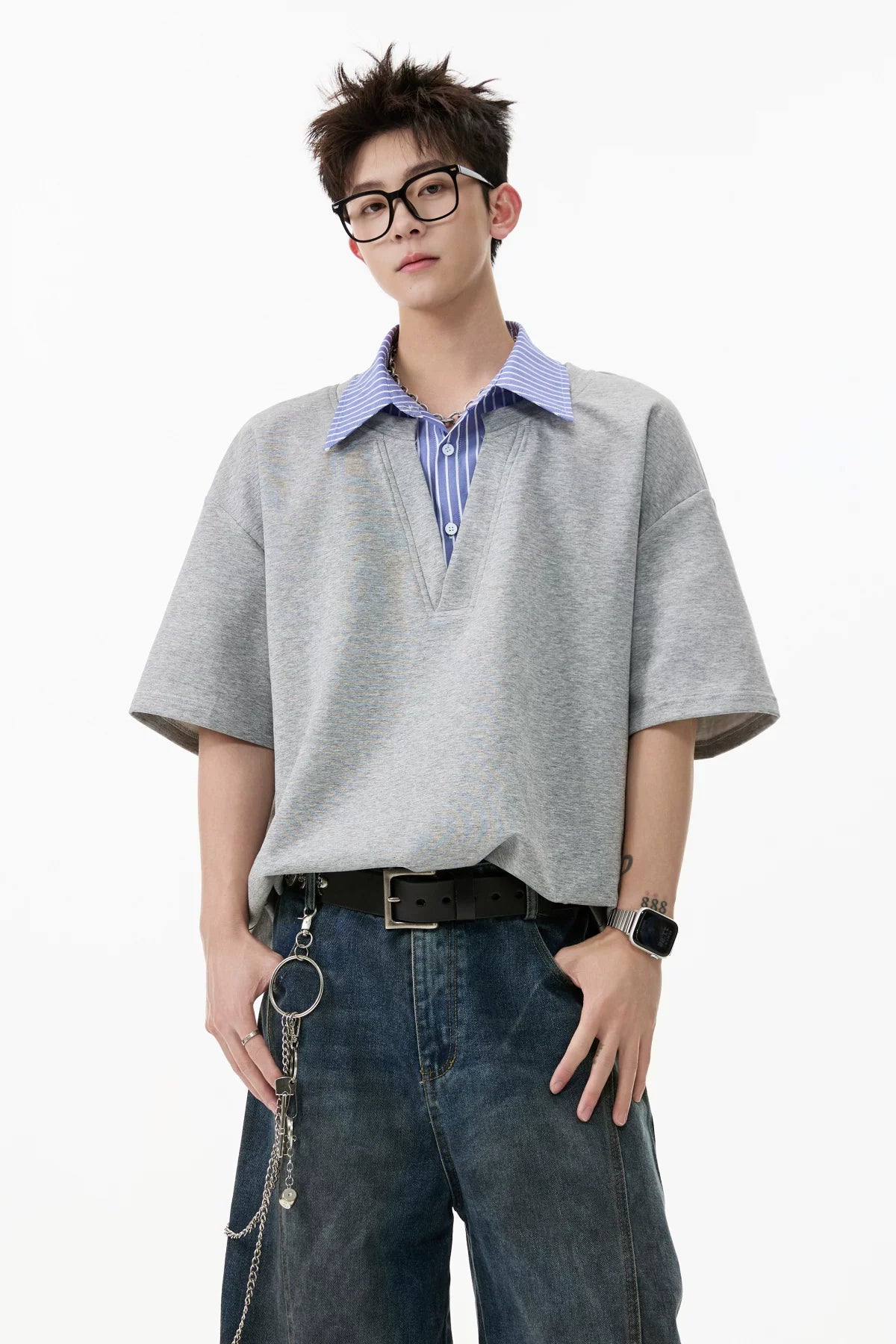 Layered Plunge Popover Polo