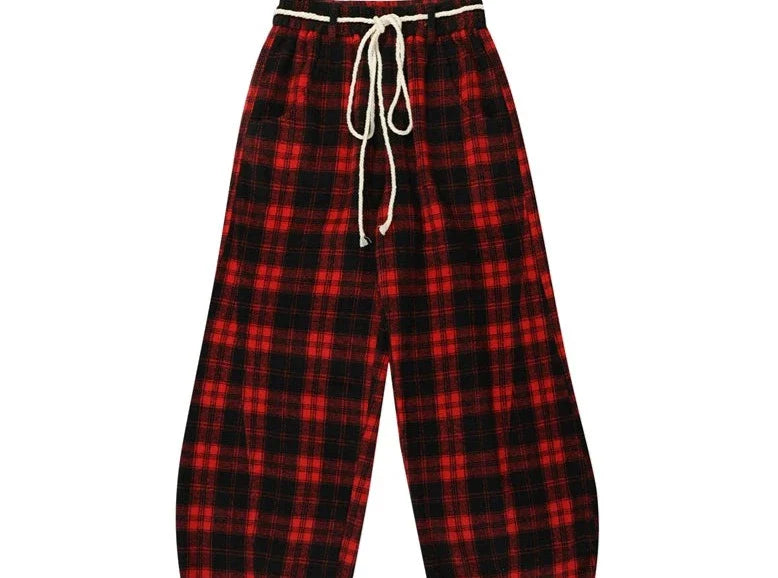 Plaid Flannel Wide Leg Pants