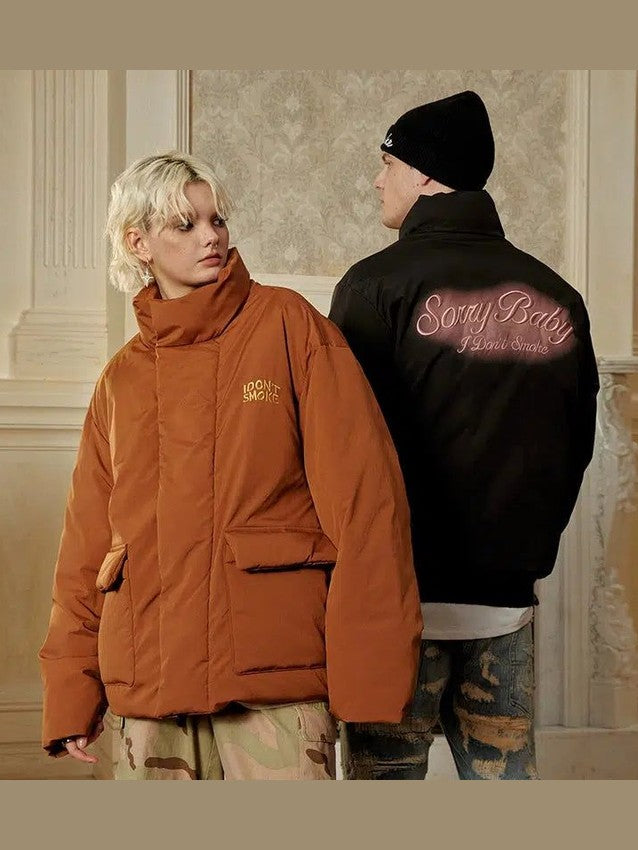 Puffer Jacket with Front Flap Pockets - chiclara