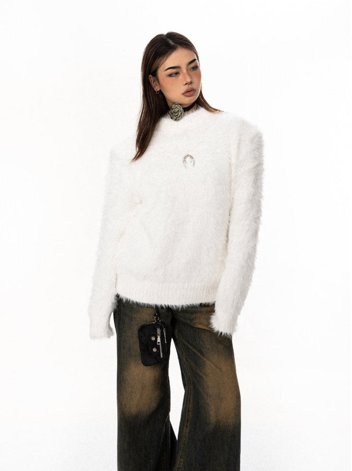 Fuzzy Mock Neck Sweater