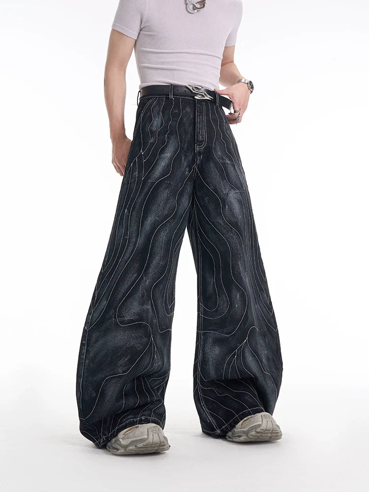 Topographic Denim Jacket and Pants Setup