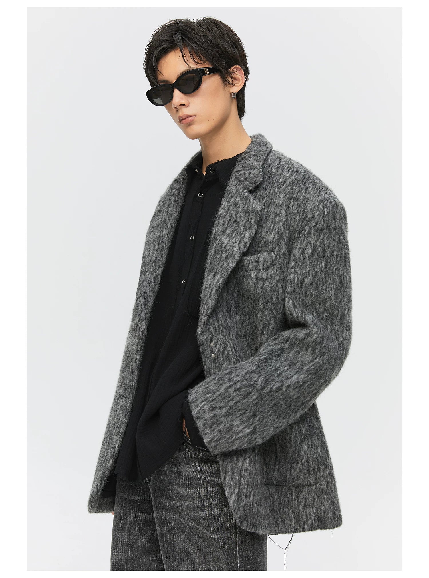 Charcoal Textured Knit Blazer