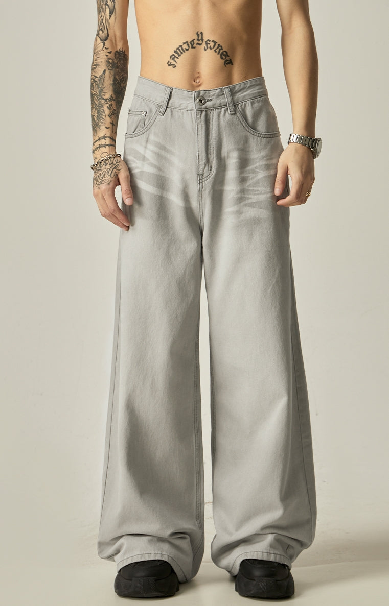 Oversized Vintage Wash Wide-Leg Jeans