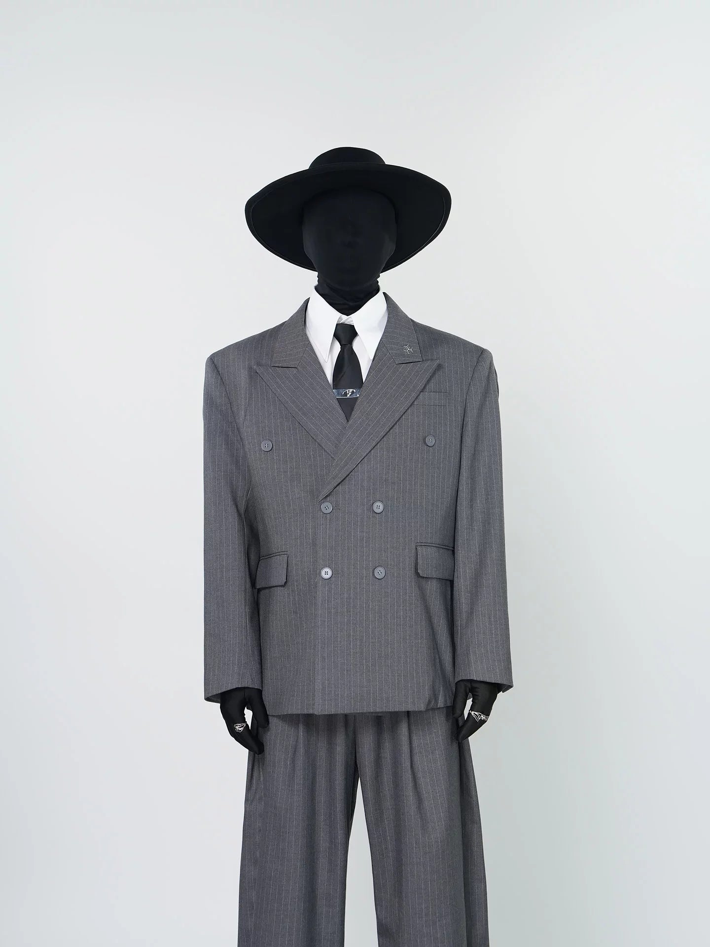 Graphite Ledger Pinstripe Power Blazer and Pants Setup